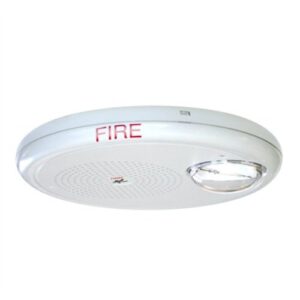 Kidde GCHFRF-S7VMCH High Fidelity Ceiling Speaker-Strobe, Red, “FIRE" Marking, Selectable Candela, 70V, Selectable Wattage