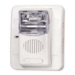 Gentex GEC24-15/75PWW Low Profile Evacuation Horn/Strobe, No Marking, 15/75CD, Wall Mount, White Faceplate