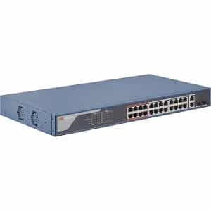 Hikvision DS-3E1326P-EI Smart Managed 24-Port PoE Switch, 100 Mbps, Blue