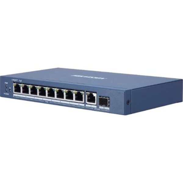 Hikvision DS-3E0510P-E 8-Port Unmanaged Gigabit PoE Switch, 20Gbps, Blue