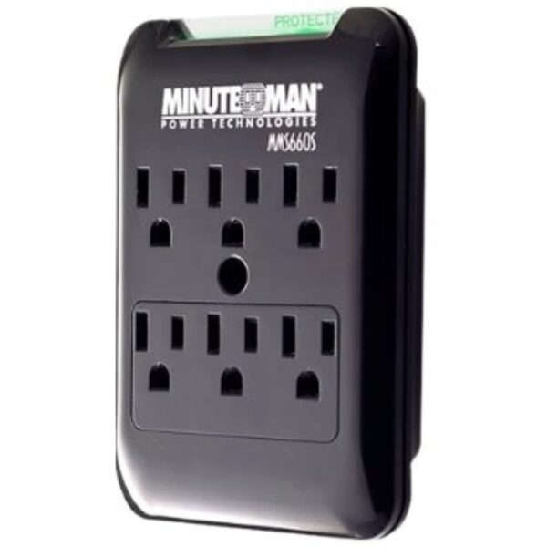 Minuteman MMS660S Slim line Series Surge Protector, AC 120 V, 1.8 kW, 6 Output connectors