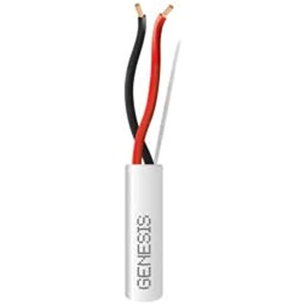 Genesis 52505501 16/2 Stranded Riser Speaker Cable, Unshielded, CL3R, CMR, FT4, Sunlight Resistant, 500′ (152.4 m), REELEX Pull Box, White