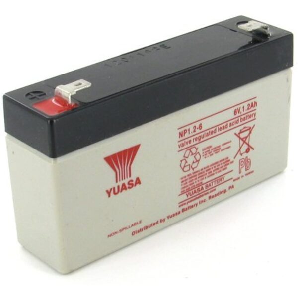 Yuasa NP126 6V, 1.2Ah Rechargeable SLA Battery, Terminals