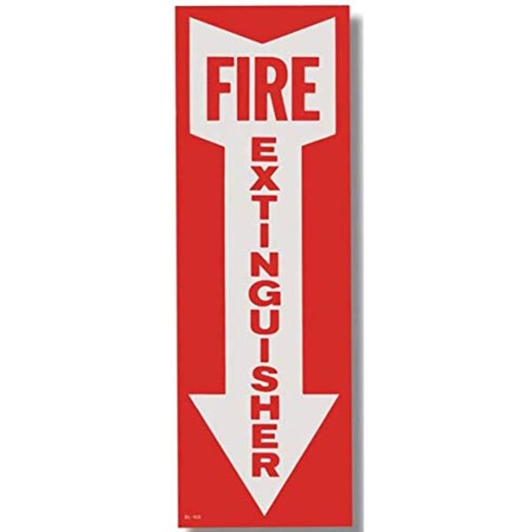 “Fire Extinguisher” w/ Arrow Sign , Self Adhesive Vinyl, 4″x12″