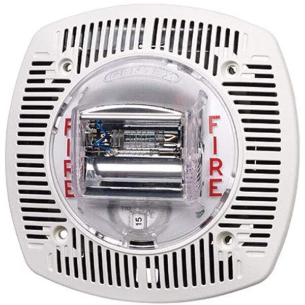 Gentex SSPK24WLPW Low Profile Wall Mount Speaker Strobe, FIRE Text, White (Replaces SPSWL)