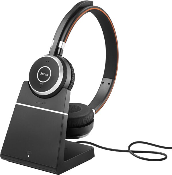 Jabra Evolve 65 SE Link380a UC Stereo Stand- Bluetooth Headset with Noise-Cancelling Microphone, Long-Lasting Battery and Dual Connectivity – Works with All Other Platforms – Black