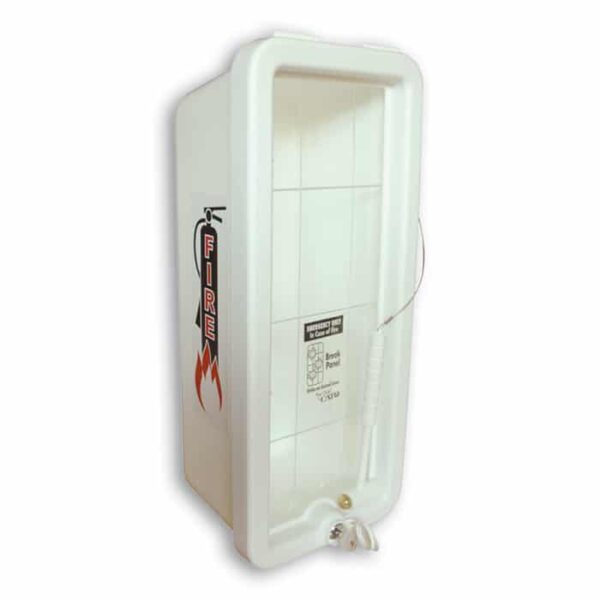 Cato CHIEF 105-20 WWC-H White Plastic 20LB Fire Extinguisher Break Panel Cabinet w/ Hammer