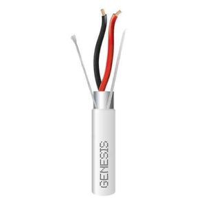 Genesis 32211112 16/2 Stranded Shielded Plenum Cable, CL3P, FPLP, CMP, FT6, 1000′ (304.8m), REELEX Pull Box, Natural White