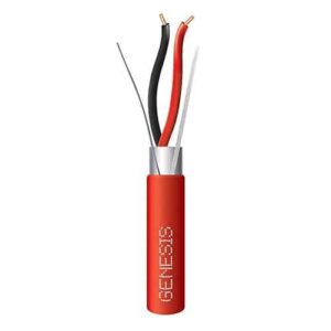 Genesis 44085004 14/2 Solid Shielded Riser Fire Alarm Cable, FPLR, CL3R, FT4, Sunlight Resistant, 500′ (152.4m), Reel, Red