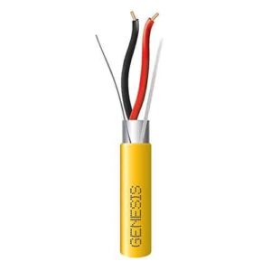 Genesis 46061002 16/2 Solid Shielded Plenum Fire Alarm Cable, FPLP, CL3P, FT6, 1000′ (304.8m), Reel, Yellow