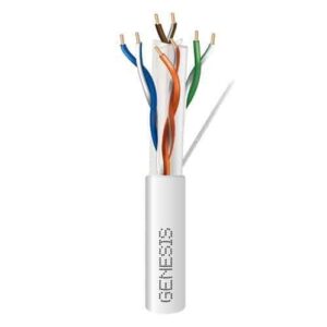 Genesis 51021101 CAT6 Plus Plenum Cable, 23/4 Solid BC, UTP, Unshielded, CMP, LP, FT6, 1000′ (304.8m), REELEX Pull Box, White