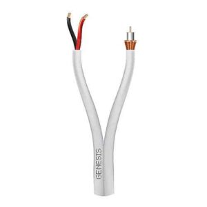 Genesis 53555012 RG59 18/2 Plenum Coaxial Cable, 20 AWG with BC Braid, CL2P, CMP, FT6, 500′ (152.4m), Reel, Natural White (Replaces 53551012)