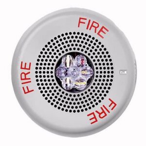 Eaton ELFHSWC Wheelock Eluxa Low Frequency Sounder Strobe, Ceiling, FIRE Lettering, 24V, 110/177 cd, Indoor, White