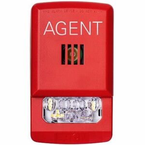 Eaton ELHSR-A Wheelock Eluxa horn strobe, LED, Wall, AGENT Lettering, Clear Lens, 24V, 15/30/75/110/135/185 cd, Indoor, Red