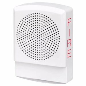 Eaton ELSPKW Wheelock Eluxa LED High Fidelity Speaker, Wall, FIRE Lettering, 24VDC, White