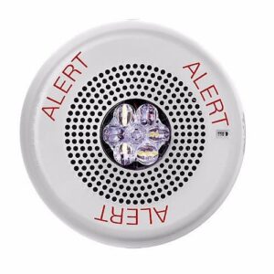 Eaton ELSPSTWC-AL Wheelock Eluxa LED High Fidelity Speaker Strobe, Ceiling, ALERT Lettering, Clear Lens, 24VDC, 15/30/75/110/150/177 cd, White