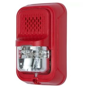 System Sensor P2GRKLED-P L-Series Outdoor Compact Wall-Mounted Horn Strobe, "PLAIN", Red