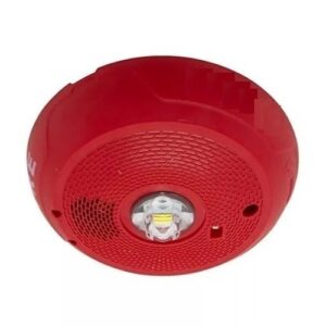 System Sensor PC2RKLED-P L-Series Outdoor Ceiling-Mounted LED Horn Strobe, "PLAIN", Red