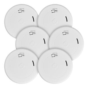 BRK SM210 10-Year Battery Smoke Alarm with Slim Profile Design, 6-Pack