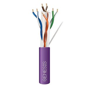 Genesis 51022110 CAT6 Plus Plenum Cable, 23/4 Solid BC, UTP, Unshielded, CMP, LP, FT6, 1000′ (304.8m), Reel-in-a-Box, Purple