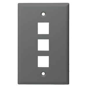 DataComm 20-3003-GY Keystone Plate, 3-Port Standard Size, Gray