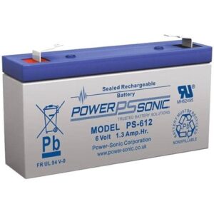 Power Sonic PS-612 PS Series 6V, 1.2Ah General Purpose Rechargeable SLA Battery, F1 Terminals