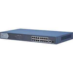 Hikvision DS-3E0518P-E 16-Port Unmanaged Gigabit PoE Switch, 32Gbps, Blue