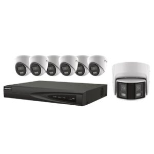 Hikvision EKI-K82T47C (8) Piece Kit, (6) 4MP ColorVu Turret IP Camera 2.8mm, (1) 4MP 180° ColorVu Panoramic Camera, (1) 8-Channel 4K NVR, 2TB HDD