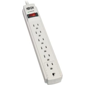 Tripp Lite TLP608 Protect It! 6-Outlet Surge Protector, 8' (2.43 m)Cord, 990 Jouless, Low-Profile Right-Angle 5-15P plug