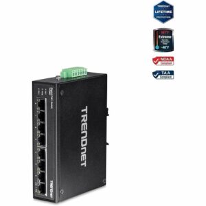 TRENDnet TI-PG80 8-Port Hardened Industrial Gigabit PoE+ DIN-Rail Switch,