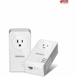 TRENDnet TPL-423E2K Powerline 1300 AV2 Adapter Kit with Built-In Outlet