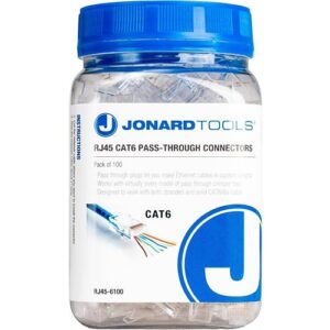 Jonard Tools RJ45-6100 Rj45 CAT6 Pass-Through Connectors, 100-pack