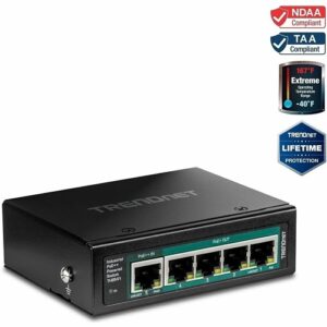 TRENDnet TI-B541 5-Port Industrial Gigabit PoE++ Powered DIN-Rail Switch